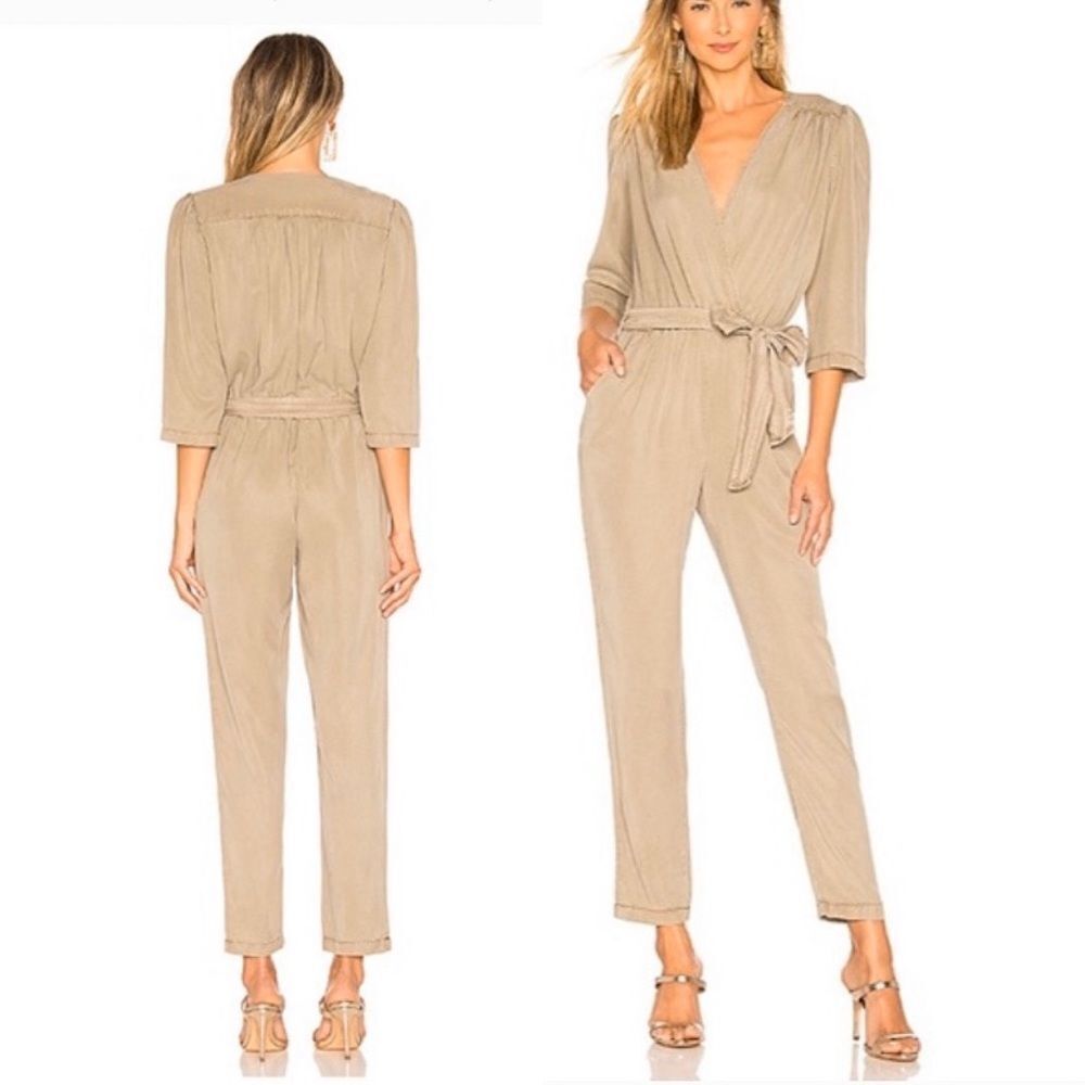 NEW Young Fabulous & Broke Bellows Kahki/ green belted 3/4 sleeves jumpsuit XS
